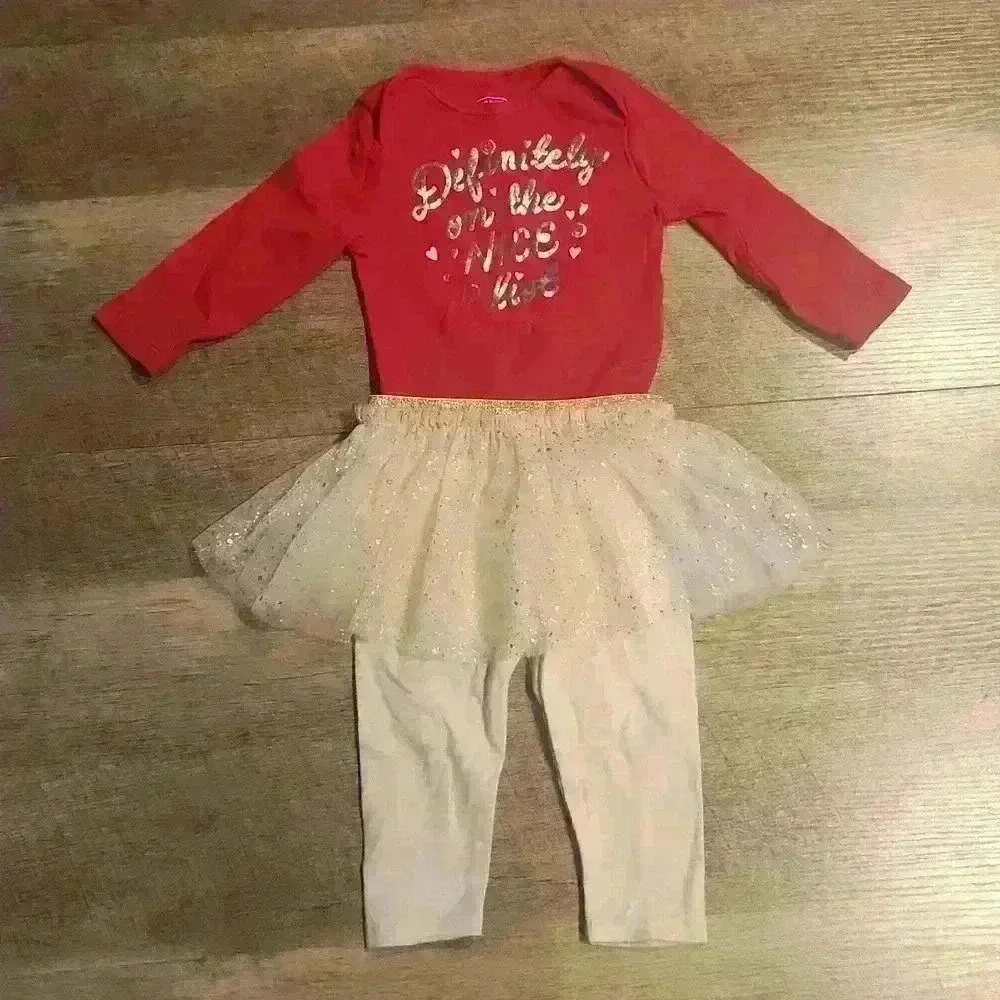 2 Piece Holiday Outfit. Top Old Navy Size 6-12 months. Bottoms Garanimals